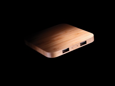 Logotrade mainoslahja ja liikelahja kuva: 10W bambuinen langaton laturi USB:llä