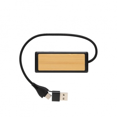 Logotrade liikelahja tuotekuva: Link RCS kaksoistulo USB-hub kierrätysmuovia ja bambua
