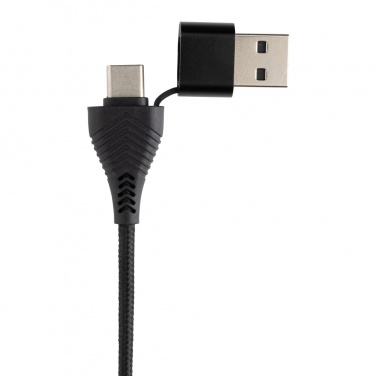 Logo trade liikelahja kuva: Link RCS kaksoistulo USB-hub kierrätysmuovia ja bambua