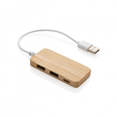 Logotrade liikelahjat mainoslahjat tuotekuva: Bambuinen USB tyypin C hub