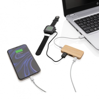 Logo trade liikelahjat tuotekuva: Bambuinen USB tyypin C hub