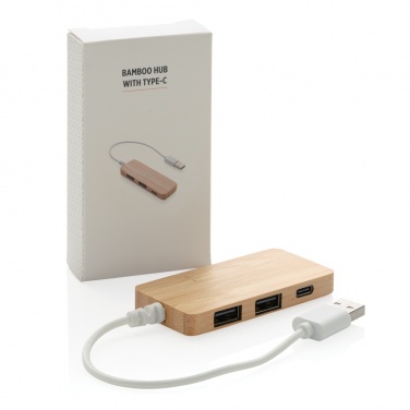 Logotrade liikelahja mainoslahja kuva: Bambuinen USB tyypin C hub