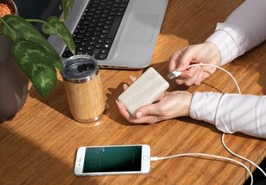Logo trade mainostuotet tuotekuva: Taskuvaravirtalähde 5 000 mAh vehnän oljista