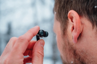 Logo trade liikelahja kuva: Skywave aurinkovoimakuulokkeet RCS kierrätetystä muovista