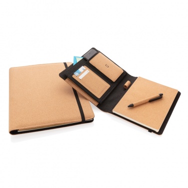 Logo trade mainoslahja kuva: Deluxe korkki portfolio A5 kynällä