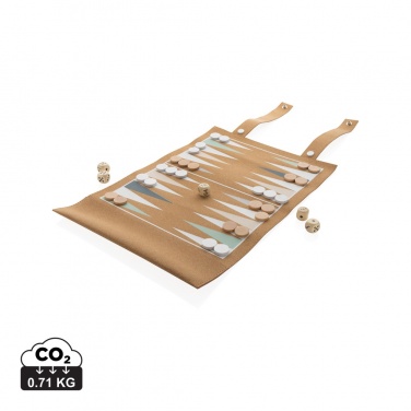 Logo trade mainoslahja ja liikelahja tuotekuva: Britton taitettava backgammon -ja tammipelisetti korkista