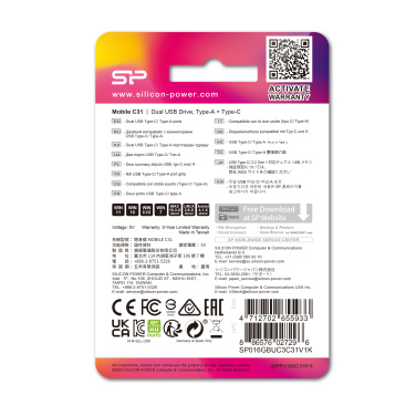 Logo trade mainoslahjat ja liikelahjat kuva: Pendrive USB/type - C Silicon Power Mobile C31 3.0 OTG