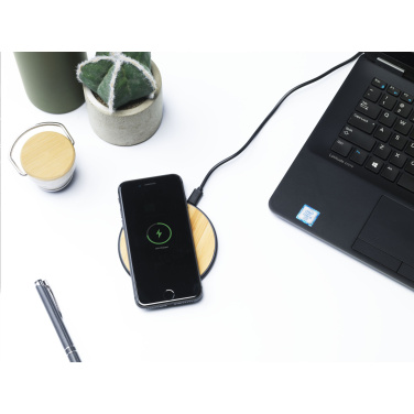 Logo trade mainoslahja ja liikelahja tuotekuva: Bamboo 10W Wireless Charger langaton pikalaturi