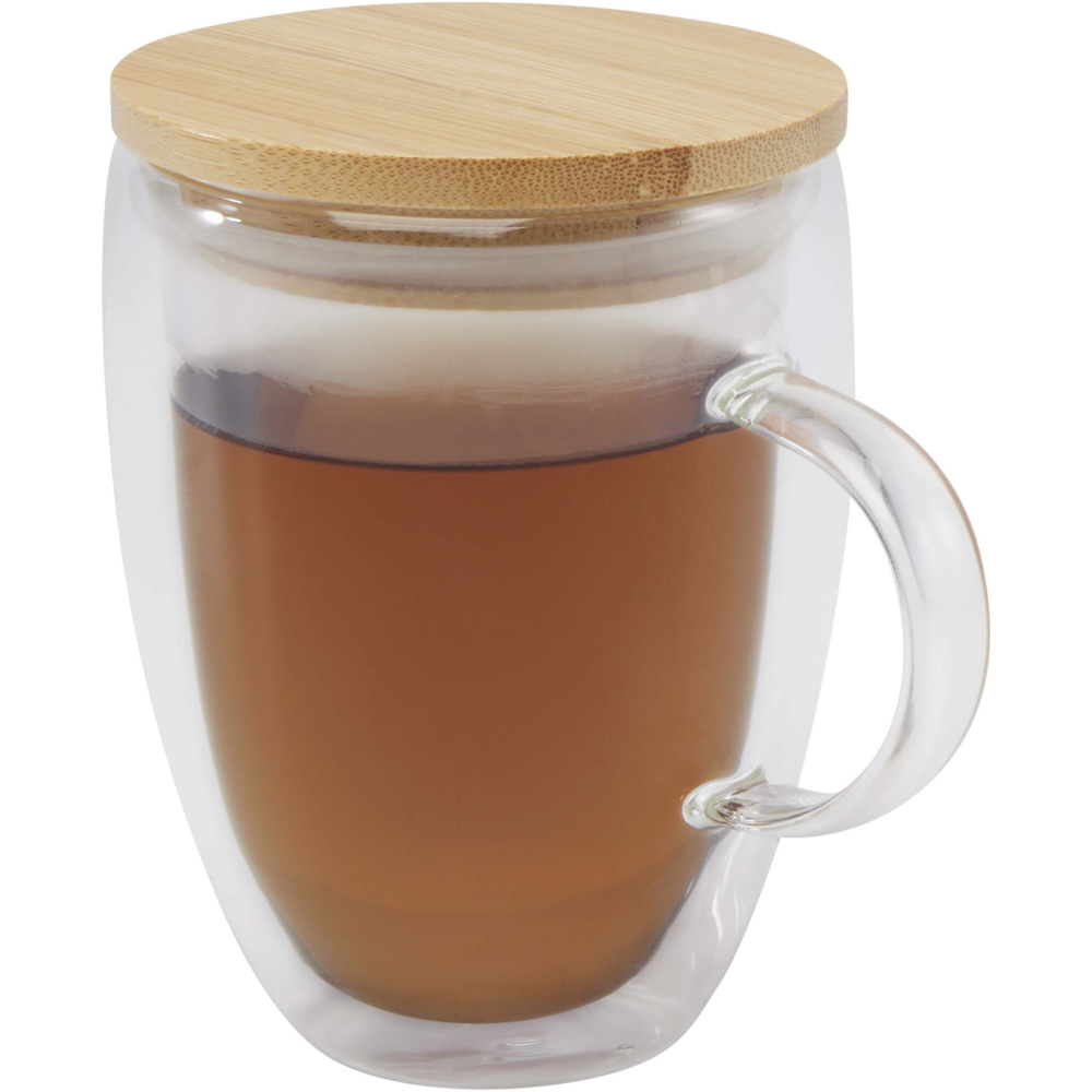 Logo trade liikelahja kuva: Leona 350 ml:n lasikuppi bambukannella