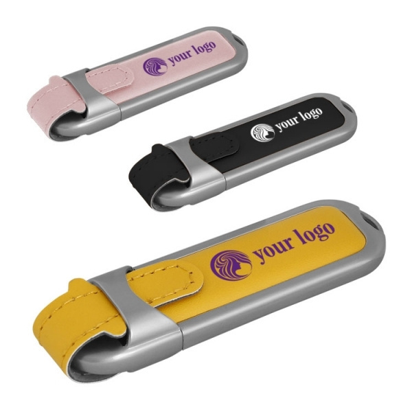 Logo trade mainoslahja ja liikelahja tuotekuva: Nahkainen USB-tikku