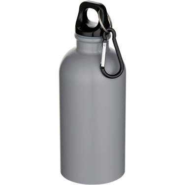 Logo trade mainostuote kuva: Oregon 400 ml:n RCS-sertifioitu, yksiseinämäinen, ruostumattomasta teräksestä valmistettu vesipullo karabiinihaalla