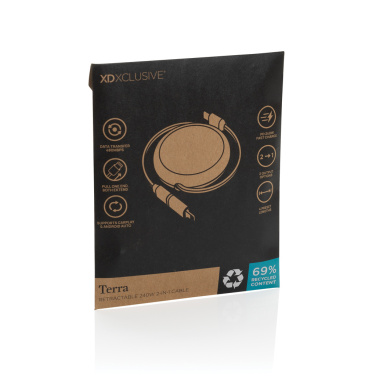 Logotrade mainostuote tuotekuva: Terra RCS 240W kierrätysalumiini 2 in 1 vetokaapeli