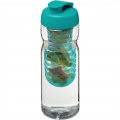 H2O Active® Base 650 ml sportinis buteliukas ir infuzinis dangtelis, Skaidrus / Aqua mėlynas