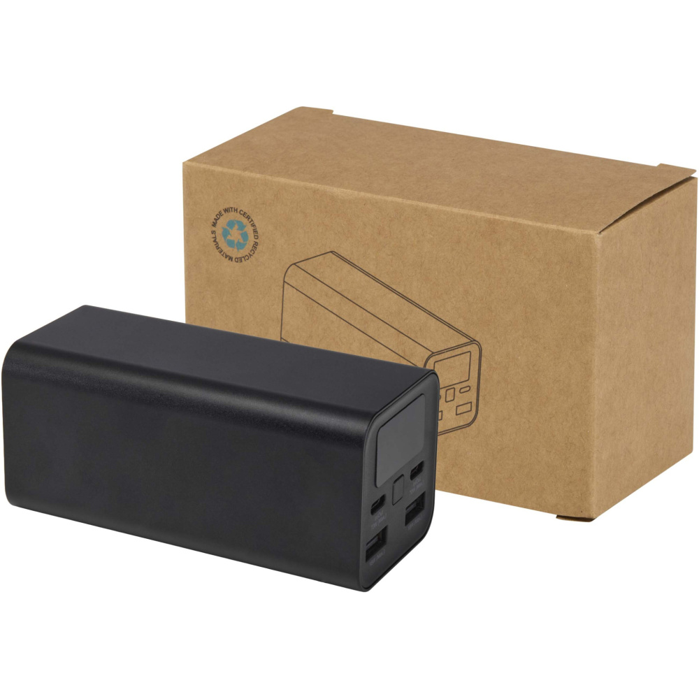 Logotrade reklaminiai produktai nuotrauka: „Acamar“ 20 000 mAh 70 W perdirbto aliuminio nešiojamojo kompiuterio išorinė baterija