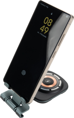 Logotrade biznesa dāvanas foto: Tālruņa turētājs ar bezvadu lādētāju