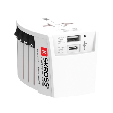 Лого трейд бизнес-подарки фото: Адаптер SKROSS World Travel MUV 2-полюсный с USB A и C