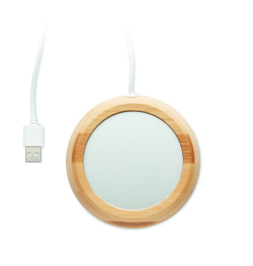 Лого трейд бизнес-подарки фото: Bamboo mug warmer with USB