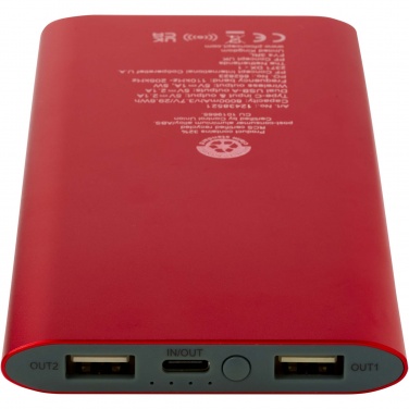 Logotrade profilreklam bild: Juice trådlös 8 000 mAh Type C-powerbank i återvunnen aluminium