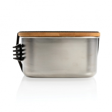 Logotrade profilreklam bild: Stainless steel lunchlåda med bambulock och spork