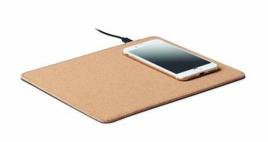 Logotrade profilprodukter bild: Musplatta kork med laddare  15W