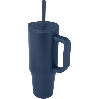 Logotrade reklamprodukter bild: Brady 900 ml RCS-certifierad isolerad mugg med silikonsugrör