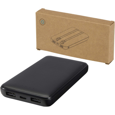 Logotrade profilprodukter bild: Adhil 10 000 mAh 10 W powerbank av återvunnen plast med två inbyggda kablar