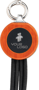 Logotrade kampanjprodukter bild: 4-i-1-kabel med upplyst logotyp i trähölje
